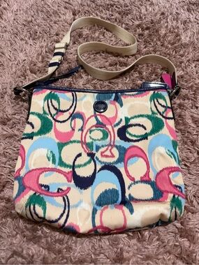 Coach Multicolor Signature Circle-Print Crossbody Bag Y2K